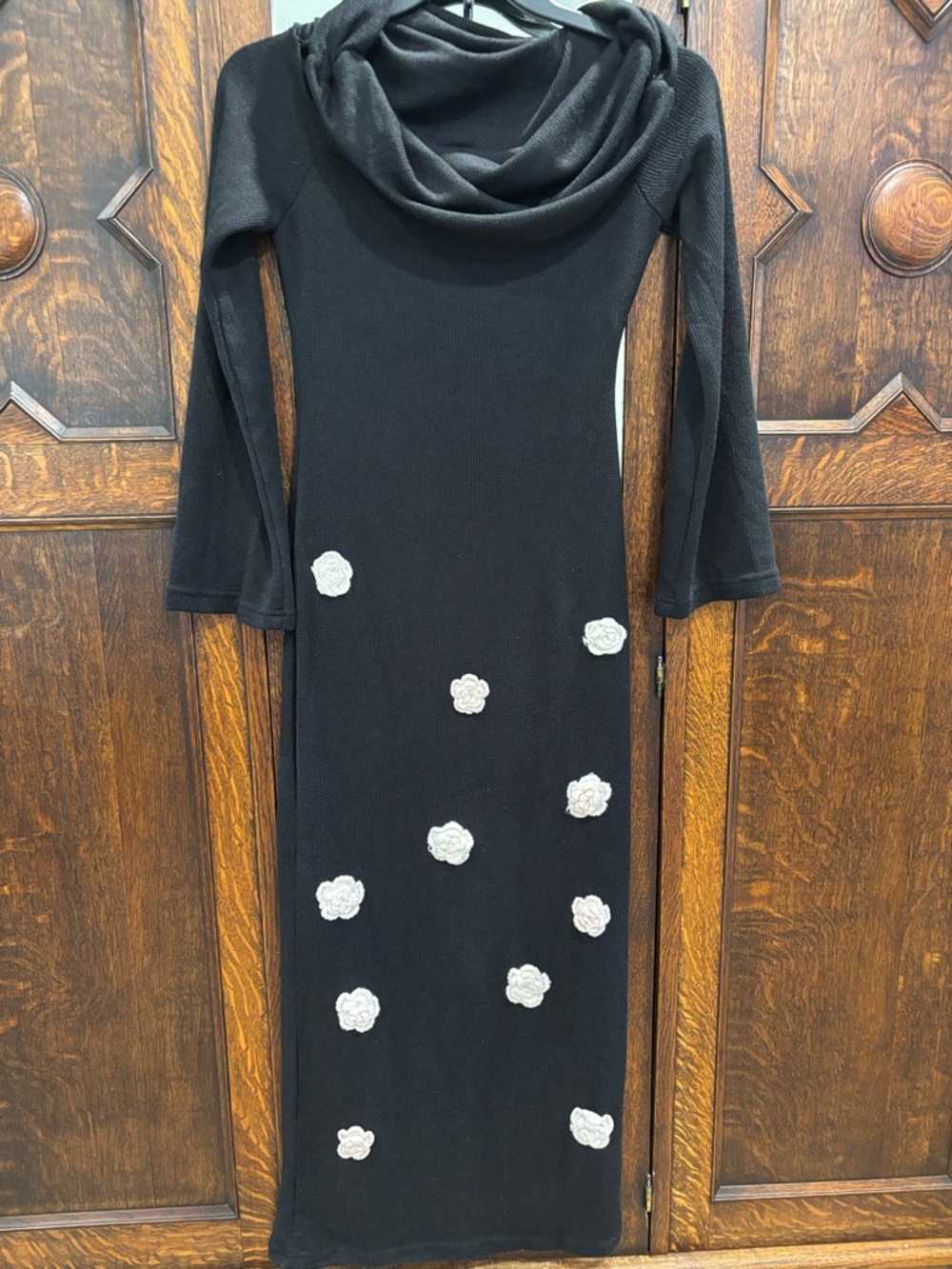 STUNNING Off The Shoulder Maxi Dress Long Sleeve 3D Floral Dress